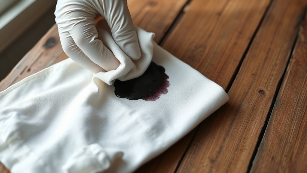gently blot avoid rubbing