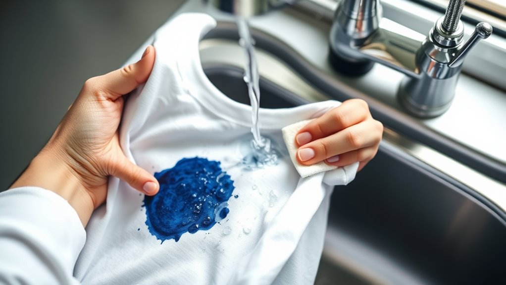 rinse stain with cold water