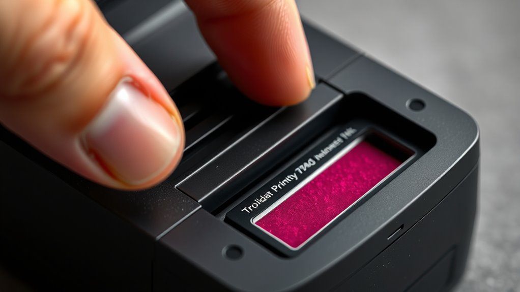 access ink pad compartment carefully