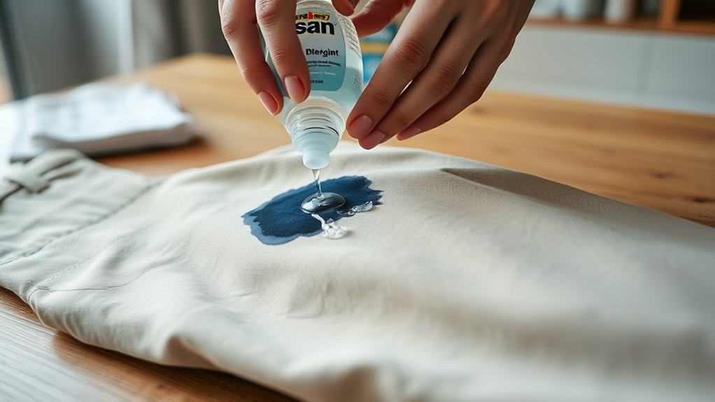 apply detergent rub gently