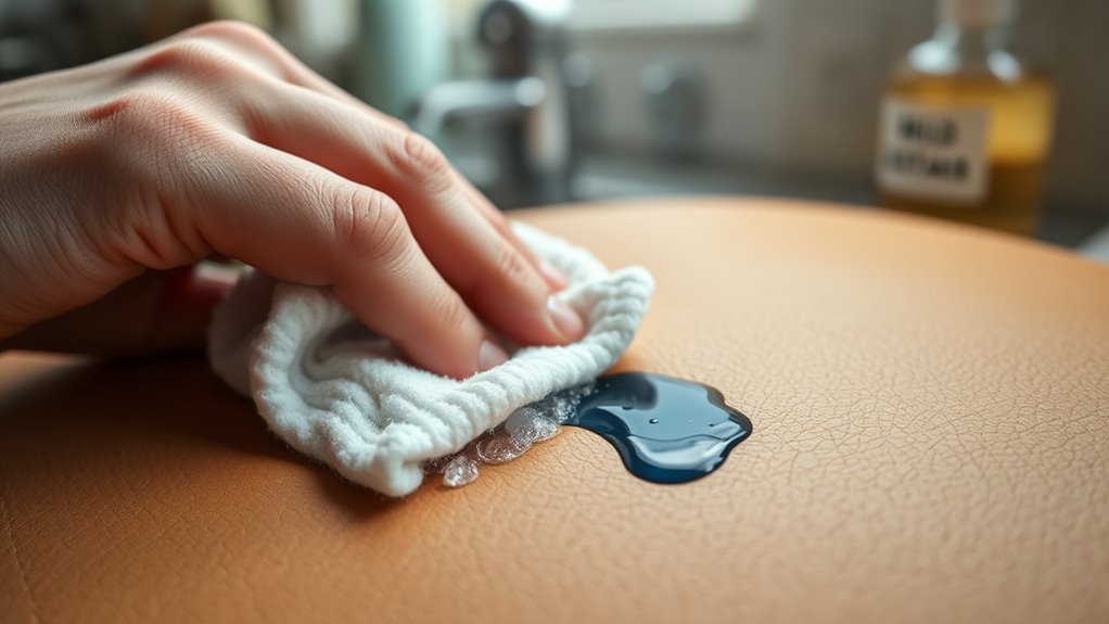 gentle blotting with soap