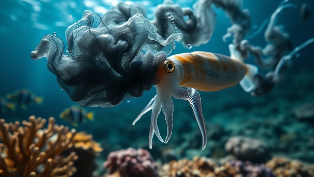 ink cloud confuses predators