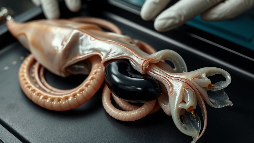 squid ink production and storage